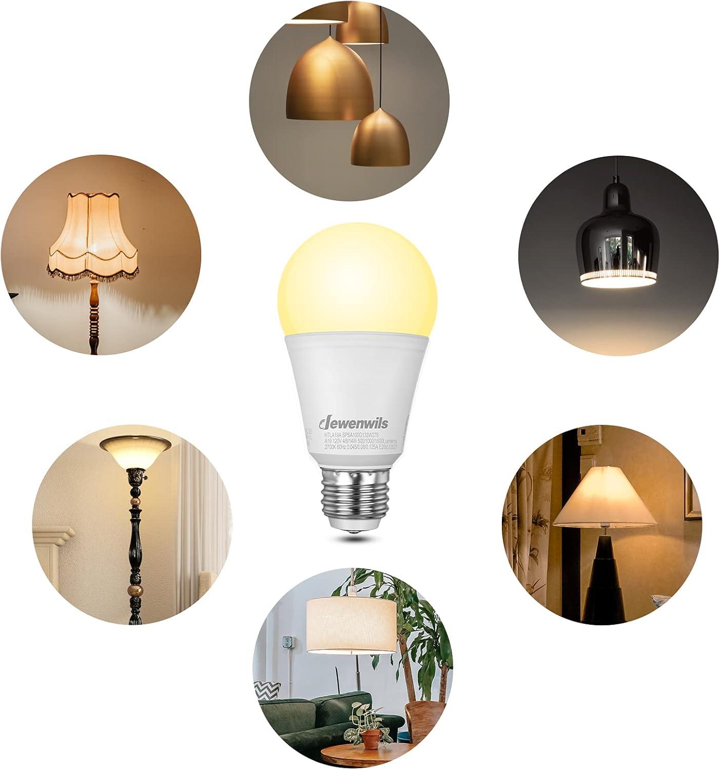 DEWENWILS 3 Way Light Bulbs Soft White, 40/60/100W Equivalent, 2700K LED Light Bulbs E26 Medium Base, 500/1000/1600LM, 4-Pack