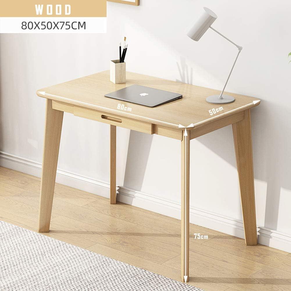 Light Brown Solid Wood Writing Desk with Drawer