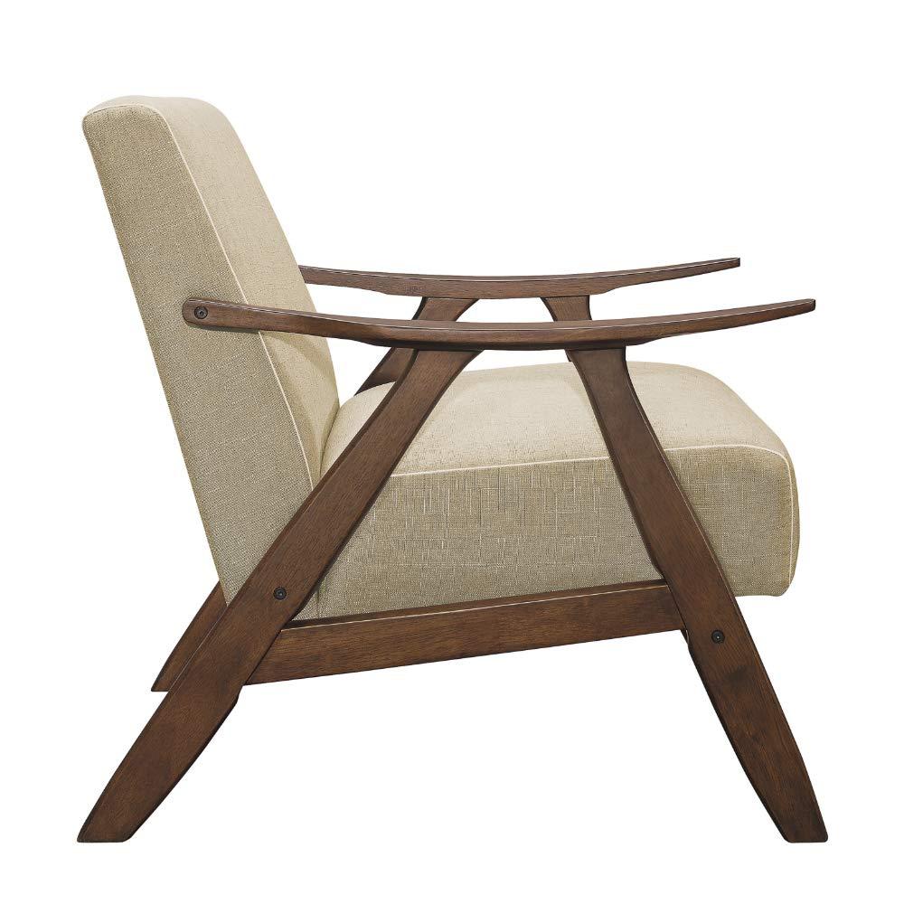 Lexicon Damala Collection Retro Inspired Wood Frame Accent Chair, Light Brown