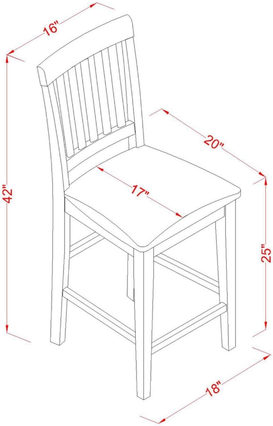 East West Furniture VERN5-MAH-LC 5 Piece Kitchen Counter Set Includes a Square Dining Room Table and 4 Faux Leather Upholstered Dining Chairs, 36x36 Inch, Mahogany