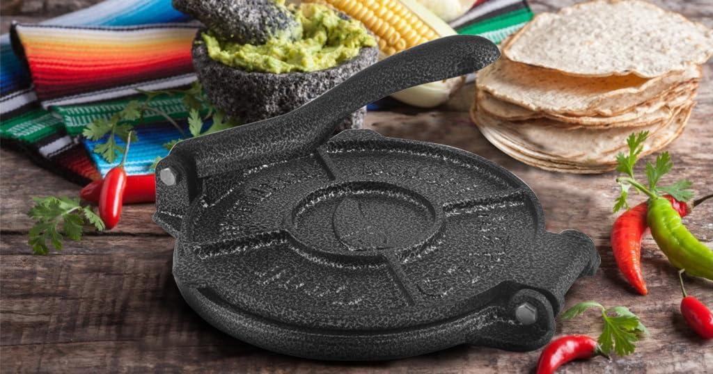 Heavy Duty Gray Cast Iron Tortilla Press and Roti Maker