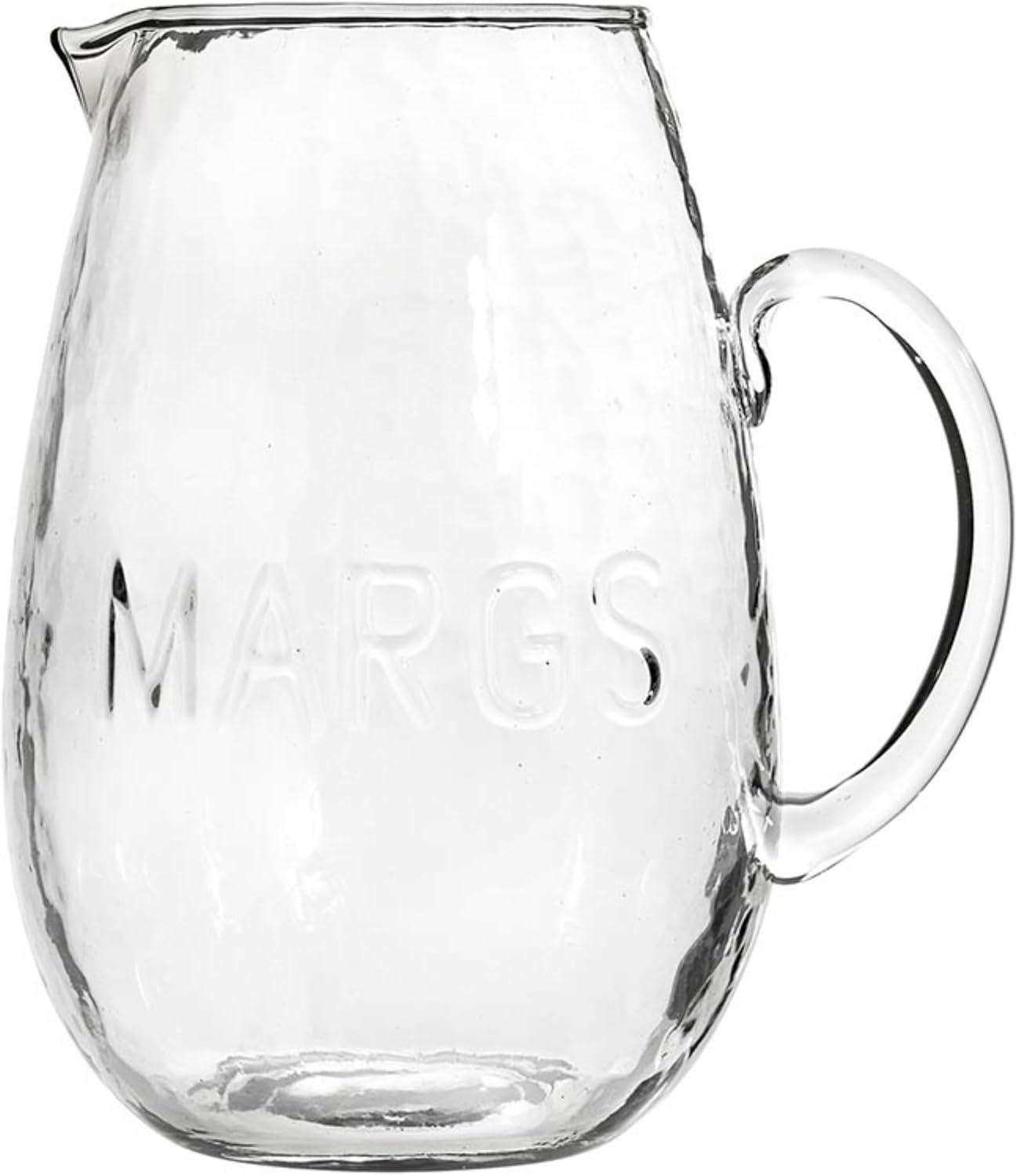 Handcrafted Clear Glass Margarita Pitcher with Hammered Texture