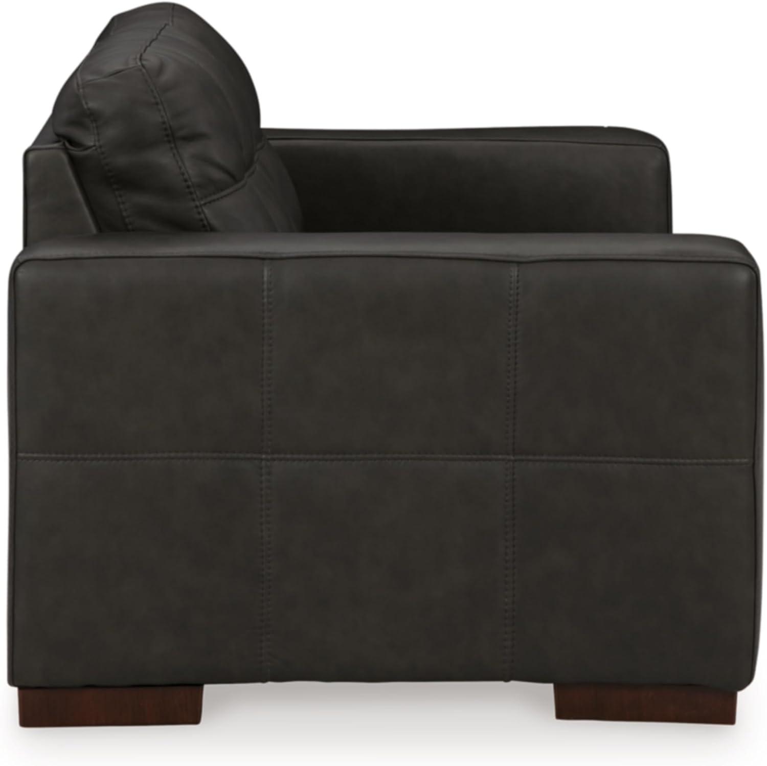 Ashley Furniture Luigi Thunder Loveseat with Exposed Feet and Faux Wood Finish