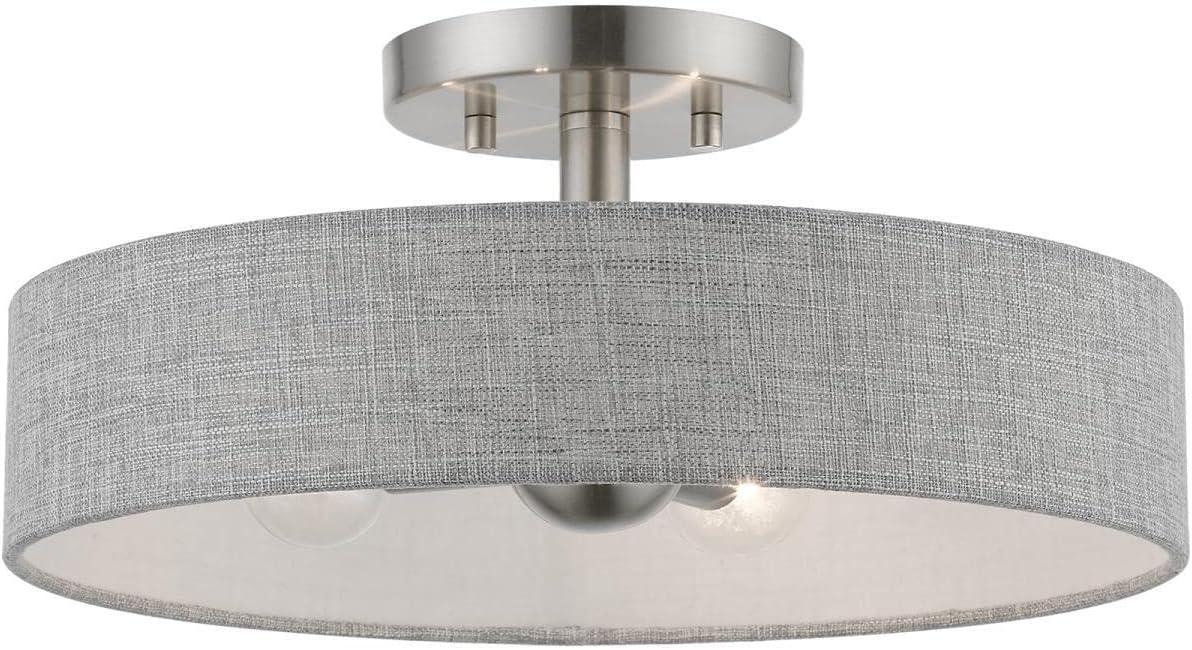 Livex Lighting Elmhurst 4 - Light Semi-Flush Mount in  Brushed Nickel/Shiny White
