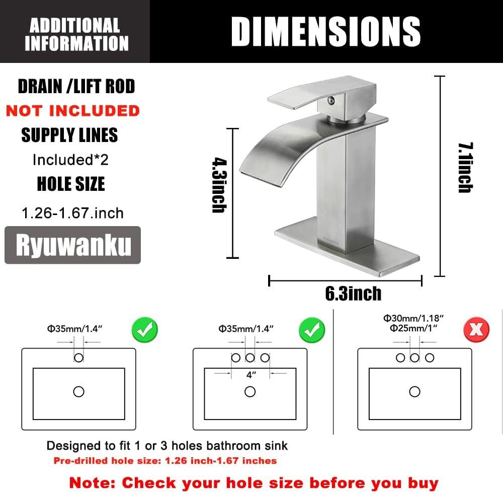 Bathroom Faucet, Single Handle Bathroom Faucets for 1 or 3 Hole Bathroom Sink Faucet