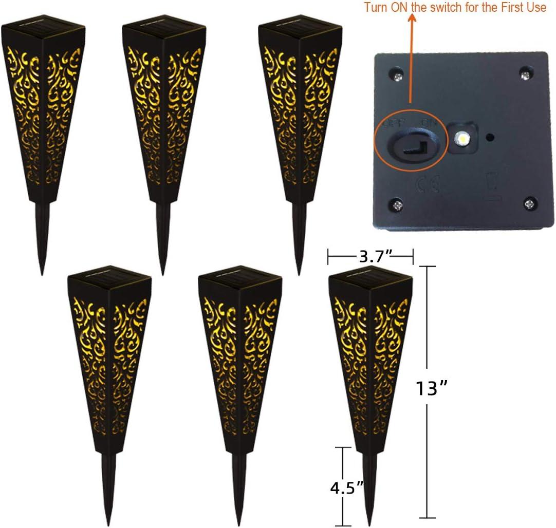 6Pcs Solar Pathway Garden Lights Outdoor Decorative Stakes, Waterproof LED Landscape Lighting for Lawn, Walkway, Patio, Yard (8 Lumens)