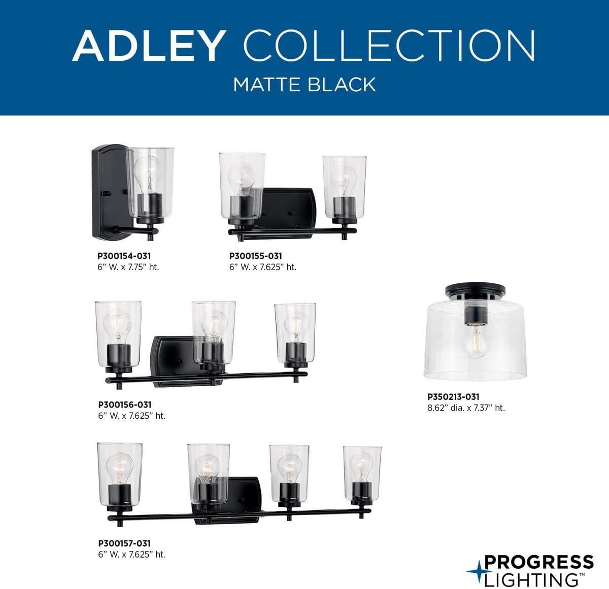 Progress Lighting Adley 4-Light Bath Vanity in Black with Clear Glass Shades