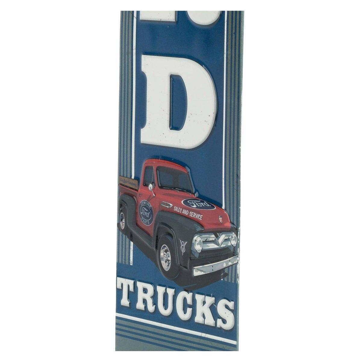 Ford Trucks Vertical Embossed Metal Sign - Vintage Ford Sign for Garage or Man Cave