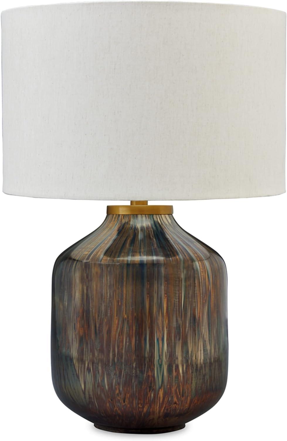 Contemporary Black and Silver Mercury Glass Table Lamp with Linen Shade