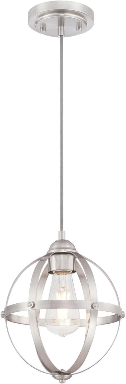 Stella Mira Brushed Nickel 9" Vintage-Industrial Mini Pendant