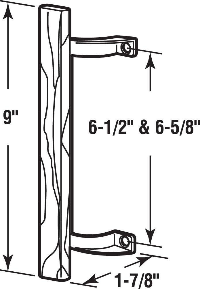Prime-Line Sliding Glass Door Pull Handle, 6-1/2 in. to 6-5/8 in. Hole Centers, Black Diecast Supports, Wood Handle (Single Pack)
