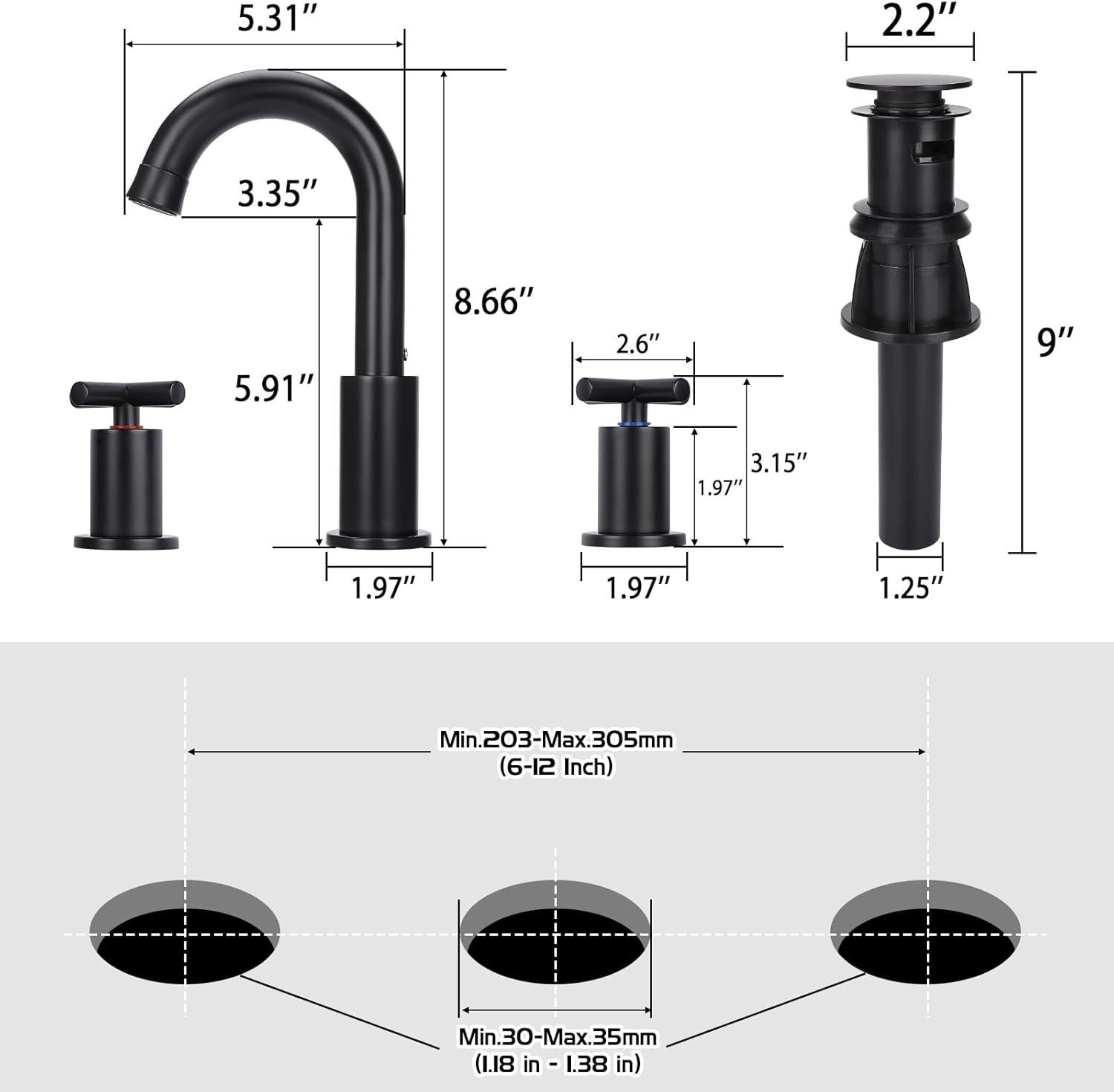 Matte Black Stainless Steel Double Handle High Arc Bathroom Faucet