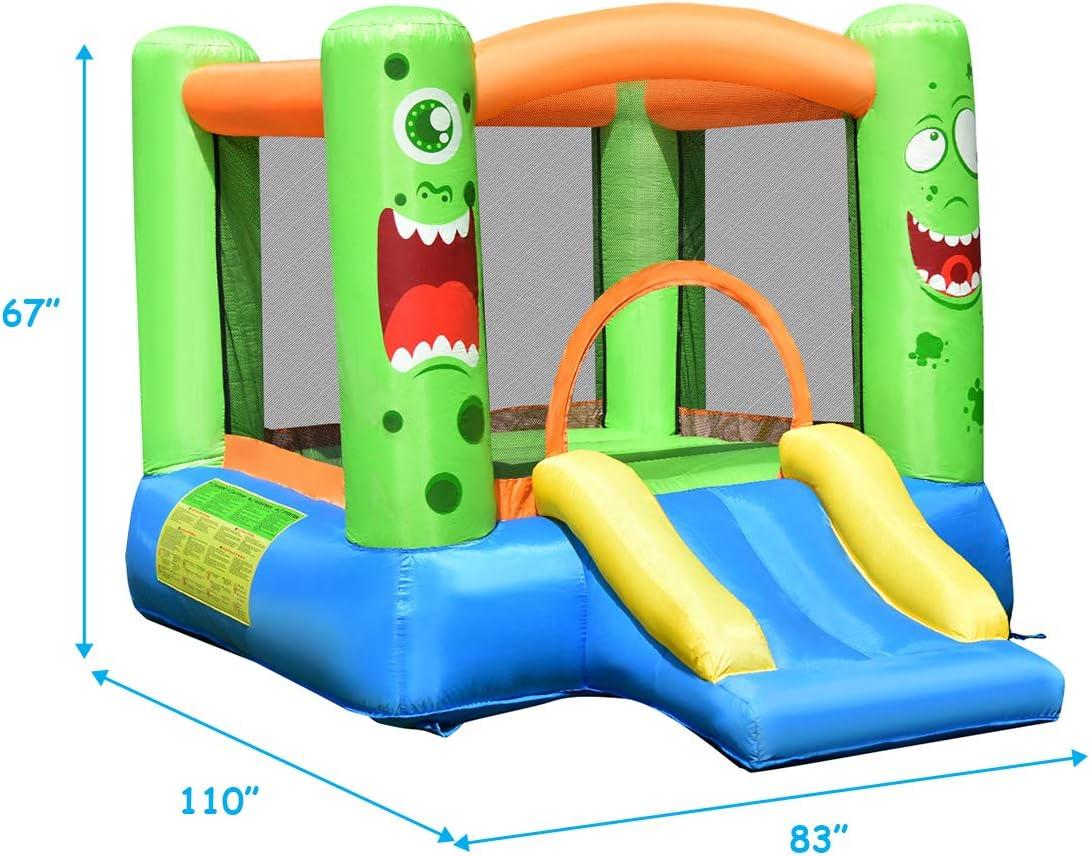 Colorful Inflatable Bounce House with Slide and Basketball Hoop