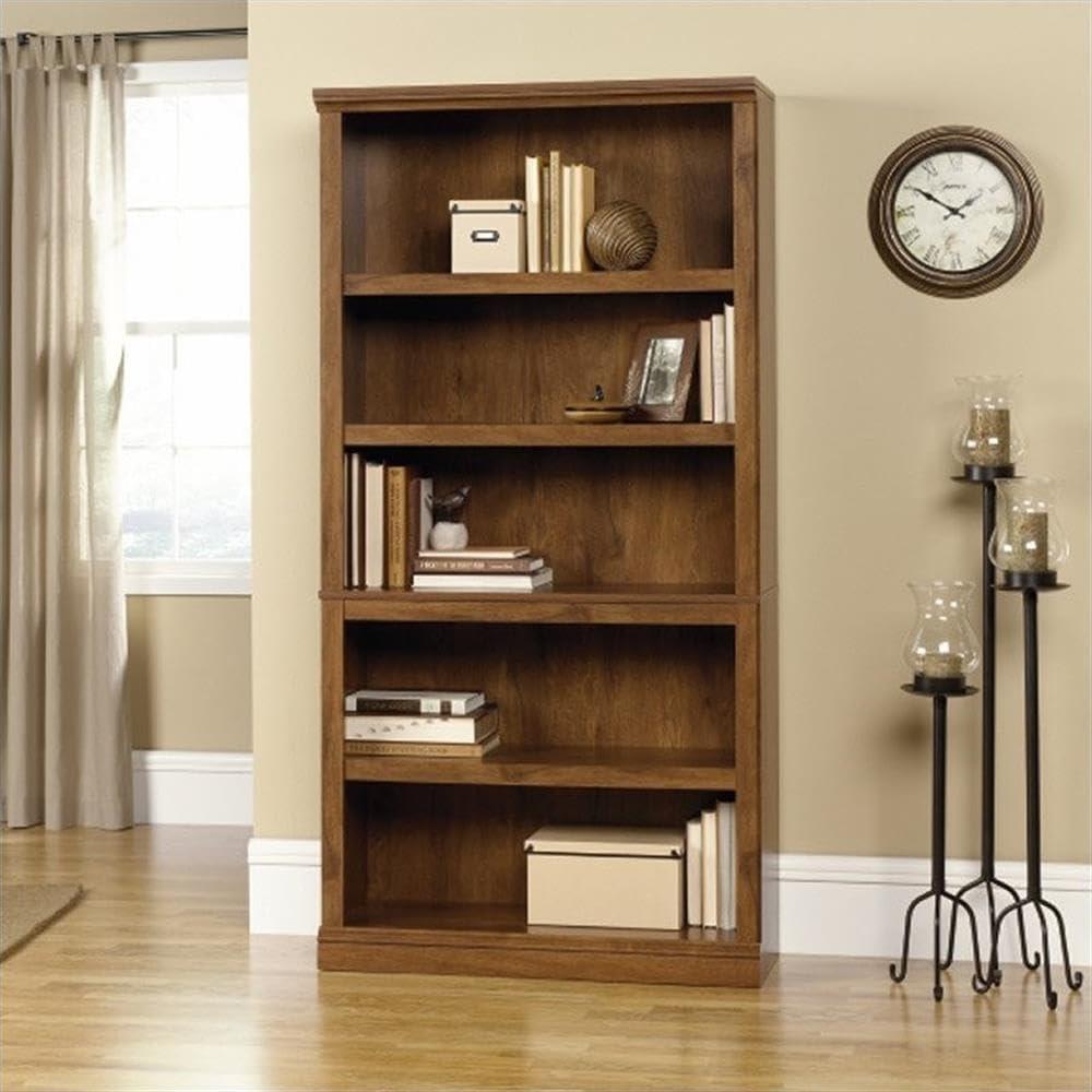 Home Square 2 Piece Wood Bookcase Set with 5 Shelf in Oiled Oak