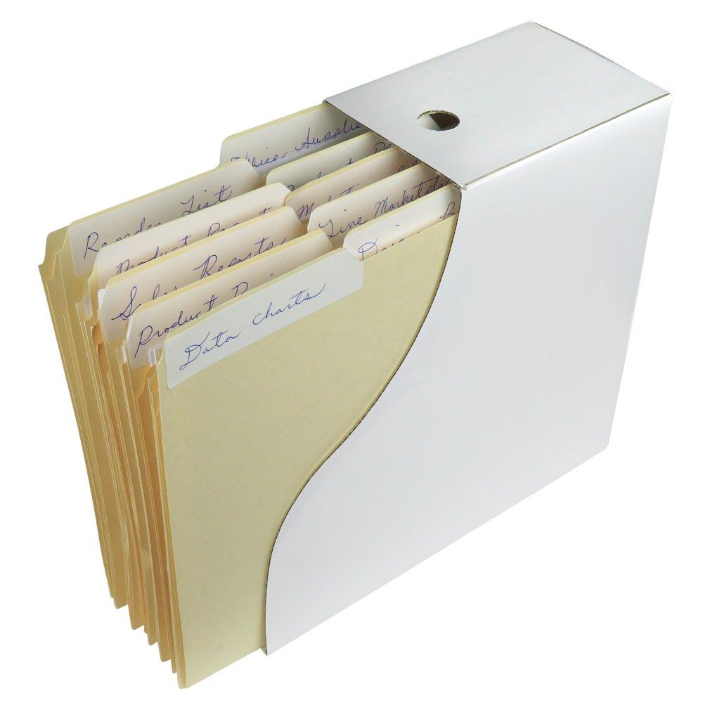Evelots Magazine File Holder -Set of 6 White - Office Desk Organizer - Sturdy Cardboard - New Upgraded Double Front Panel -4" Wide-Easy Assemble