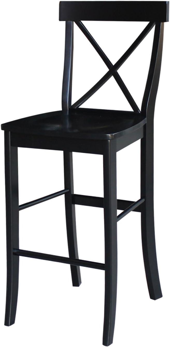 30" Torino X Back Wood Barstool - Black - Linon: Solid Rubberwood, Unupholstered, Armless