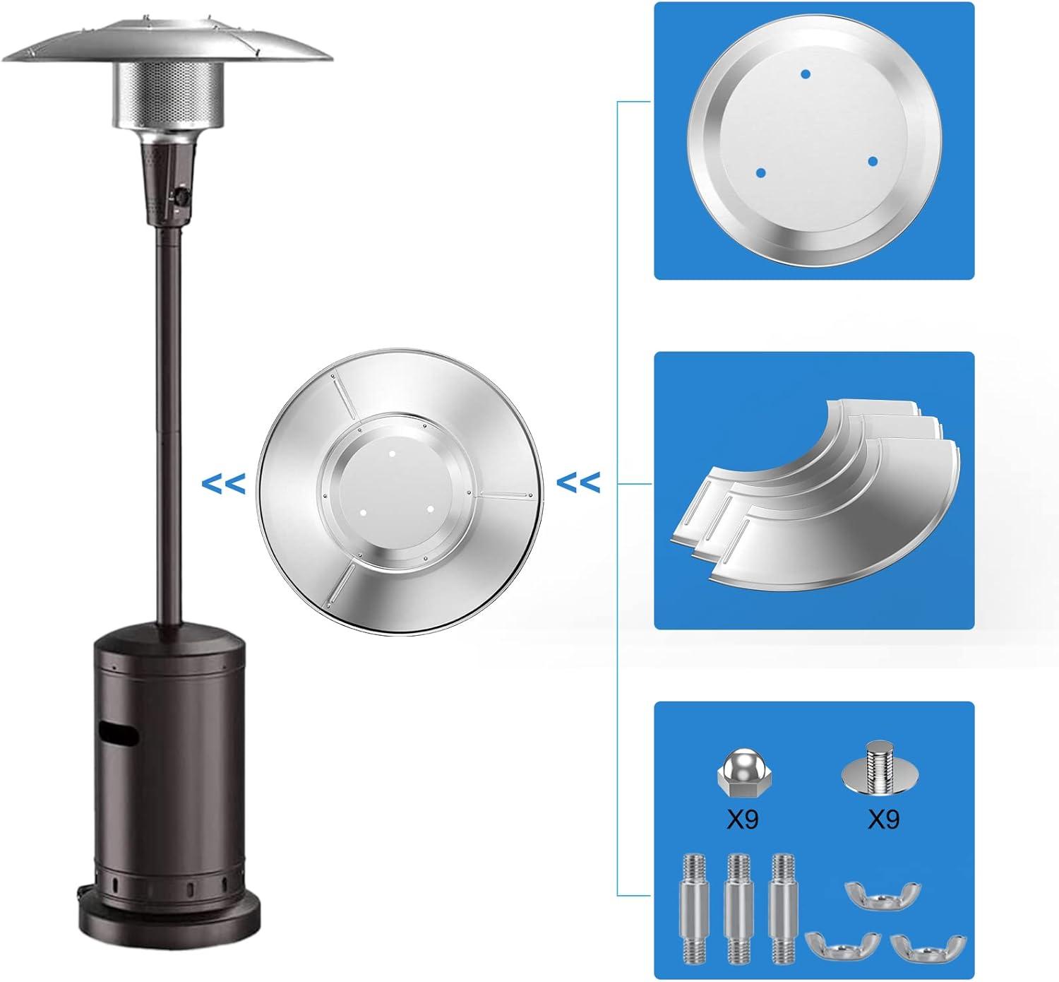 Silver Aluminum 33" Patio Heater Reflector Shield with Mounting Kit