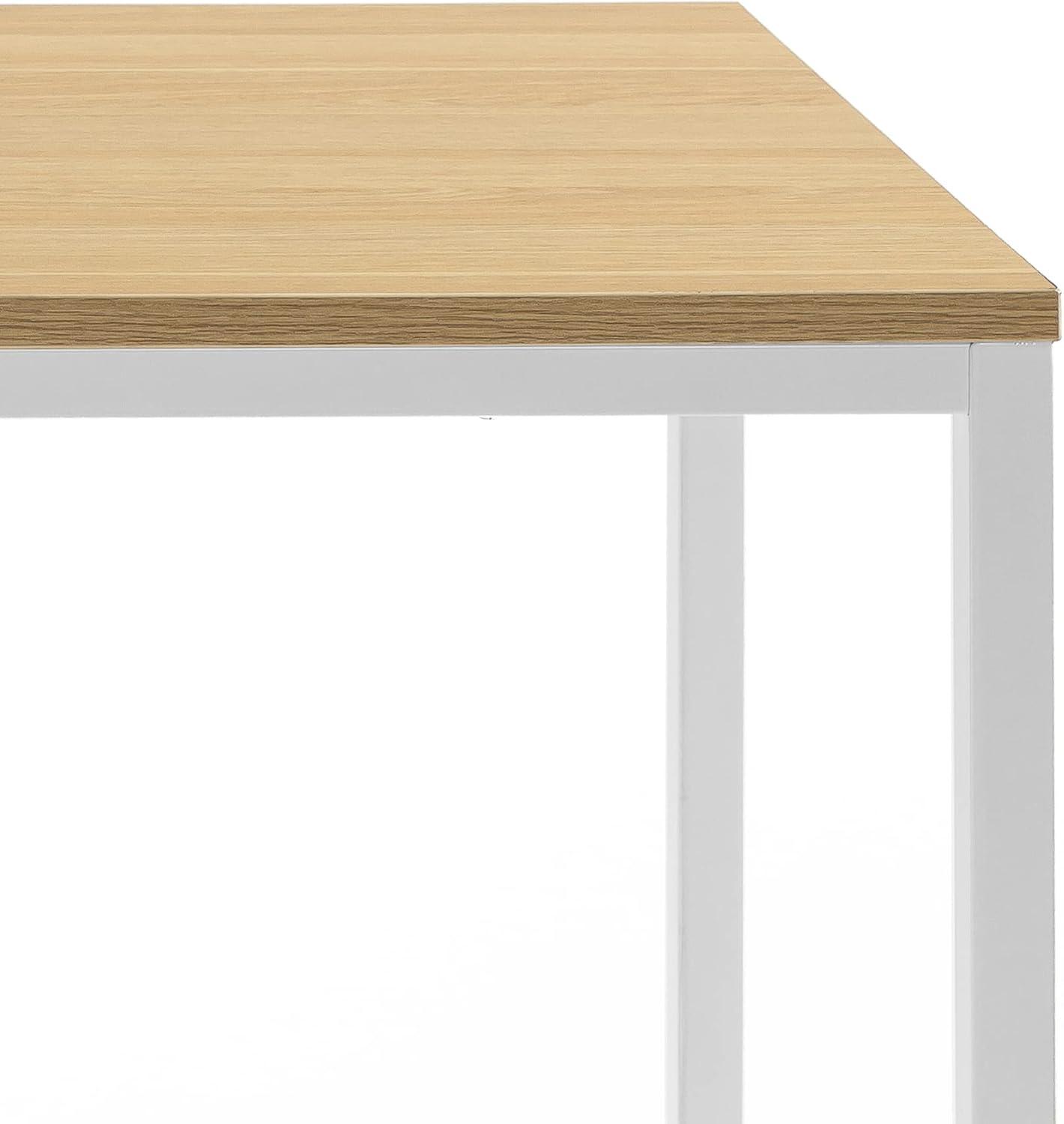 Natural Wood and White Steel Frame 55" Rectangular Desk