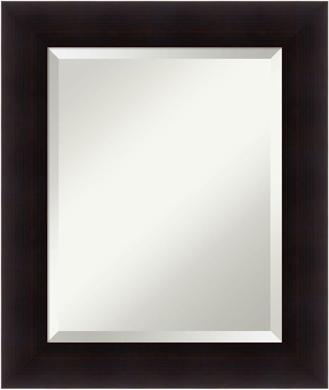 Amanti Art Beveled Wood Bathroom Wall Mirror - Portico Espresso Frame Outer Size: 24 x 30 in