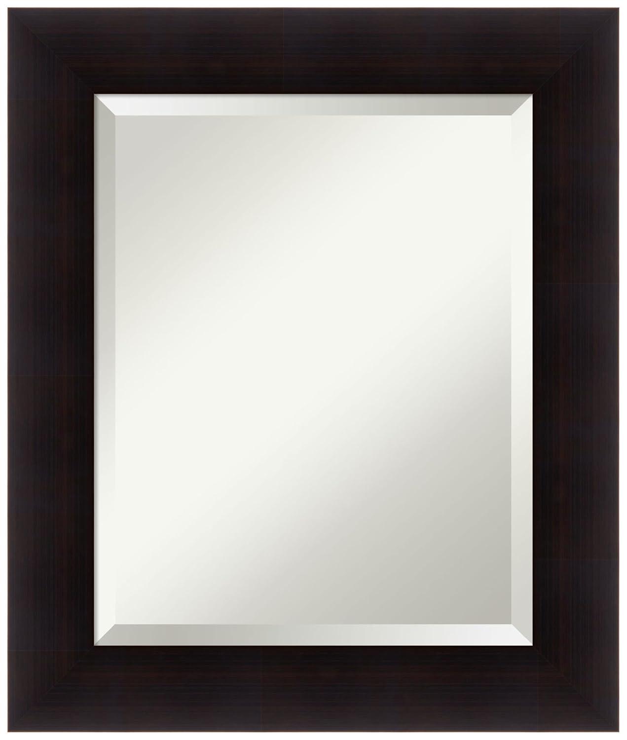 Amanti Art Beveled Wood Bathroom Wall Mirror - Portico Espresso Frame Outer Size: 34 x 28 in