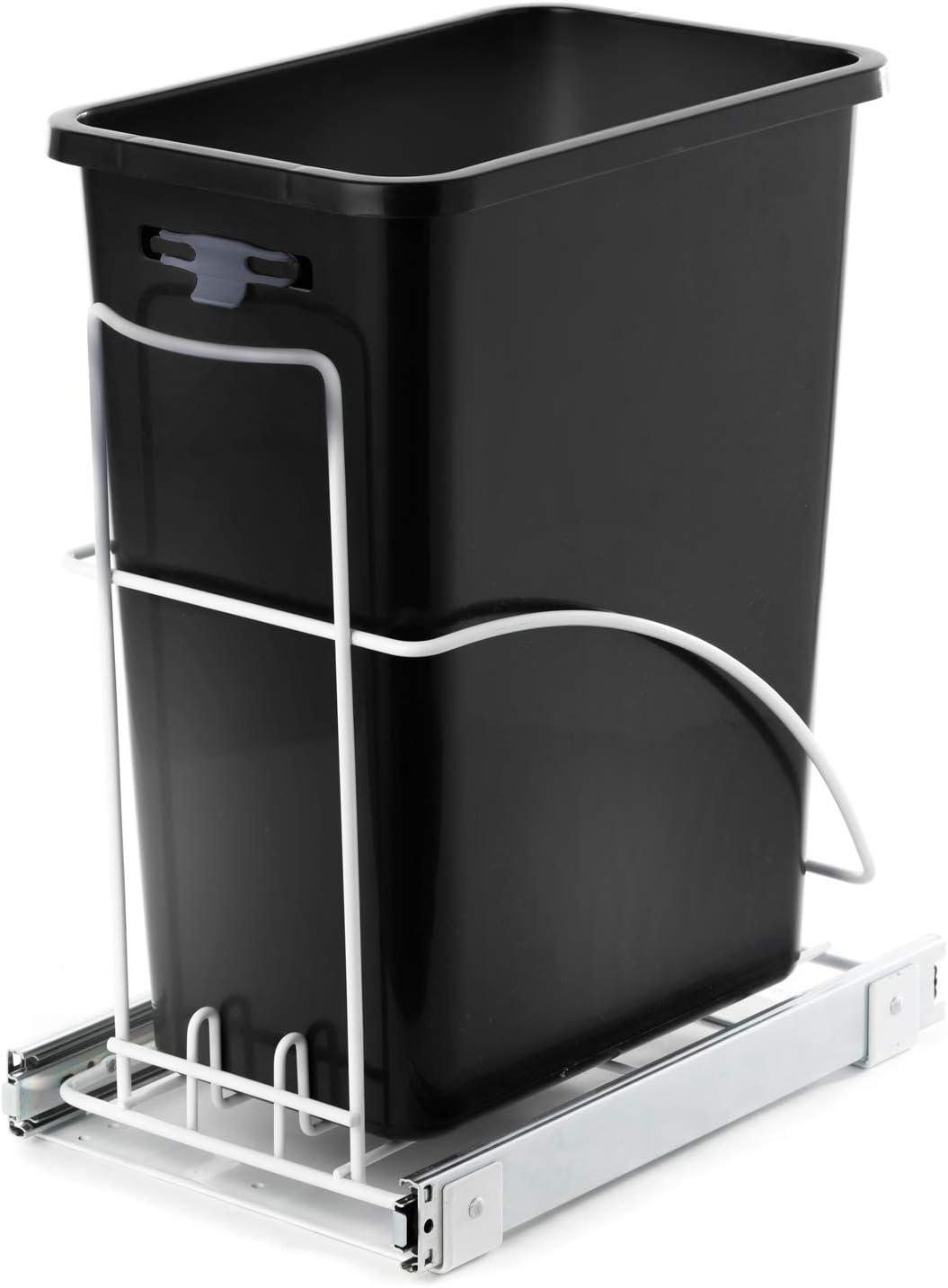 Black Plastic Pull-Out 29 Liter Kitchen Trash Can