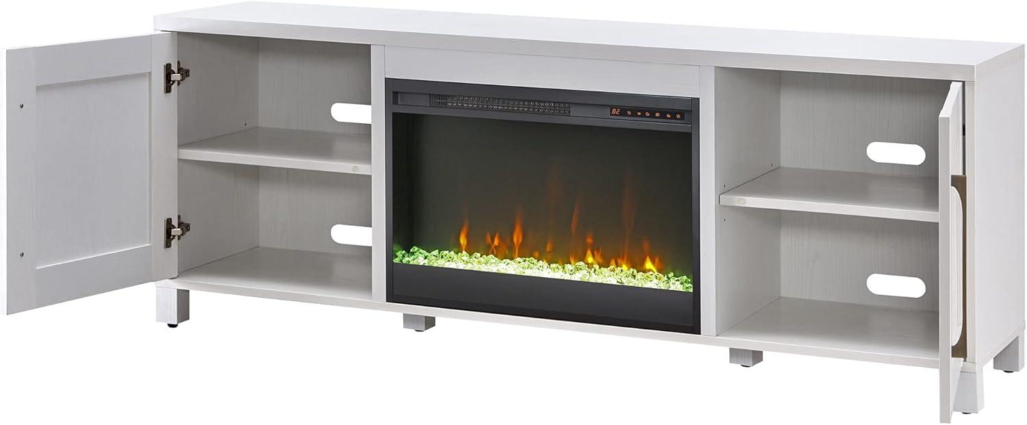 Evelyn&Zoe Chabot Rectangular TV Stand with 26" Crystal Fireplace for TV's up to 75", White