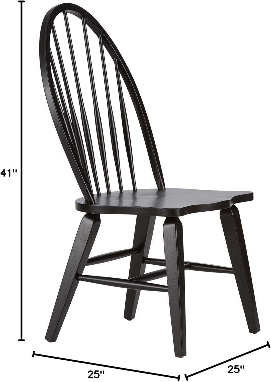 Black Wood Windsor Slat Back Side Chair