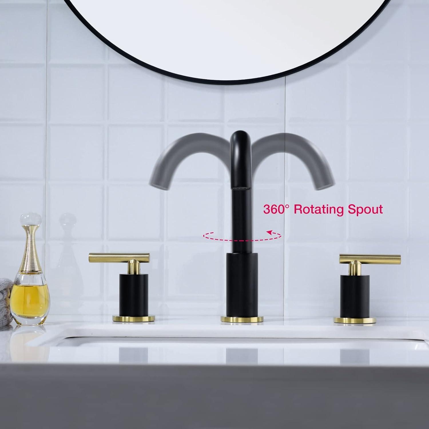 Matte Black and Brushed Gold Brass Double Handle Faucet