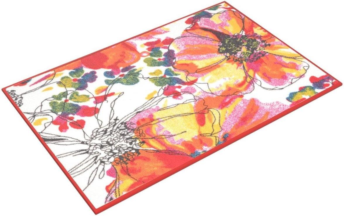 World Rug Gallery Modern Bright Flowers Non-Slip Area Rug