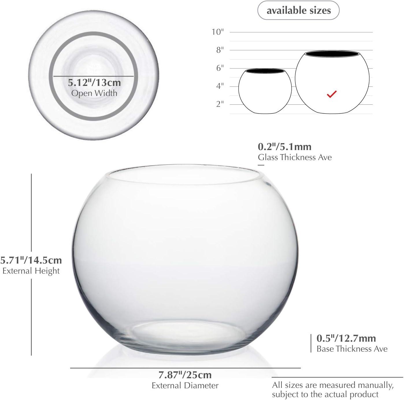 Clear Glass Bubble Bowl Vase, 8" Diameter, 6 Pieces