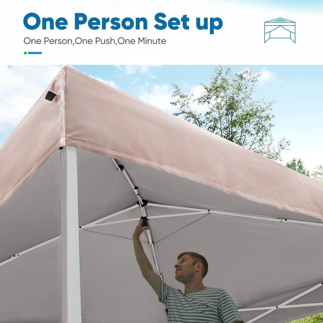 Quictent Privacy 10'x10’Pop up Canopy Tent with Sidewalls Enclosed Instant Gazebo Shelter Waterproof (Beige)