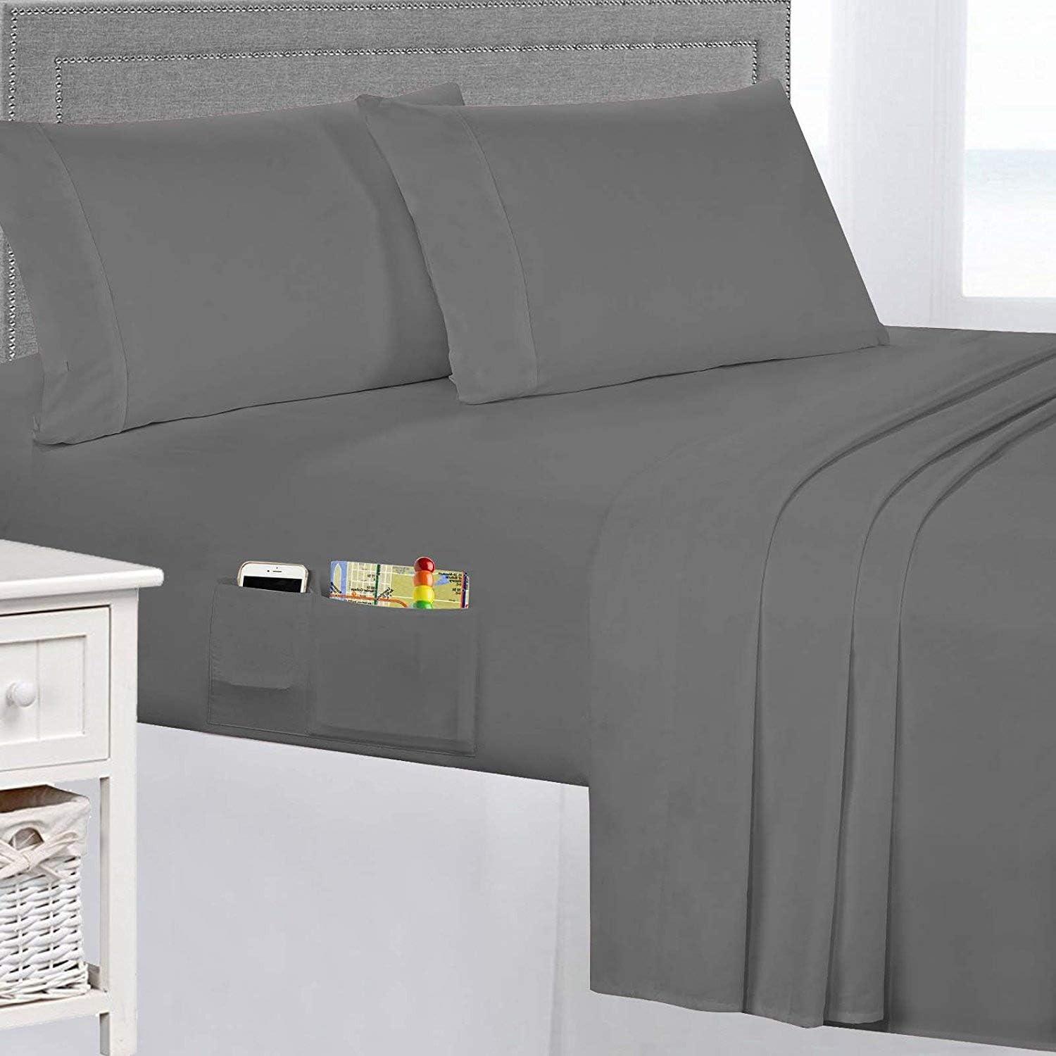 Cathay Home, Inc 1800 Series Smart Storage Pocket Microfiber Sheet Set