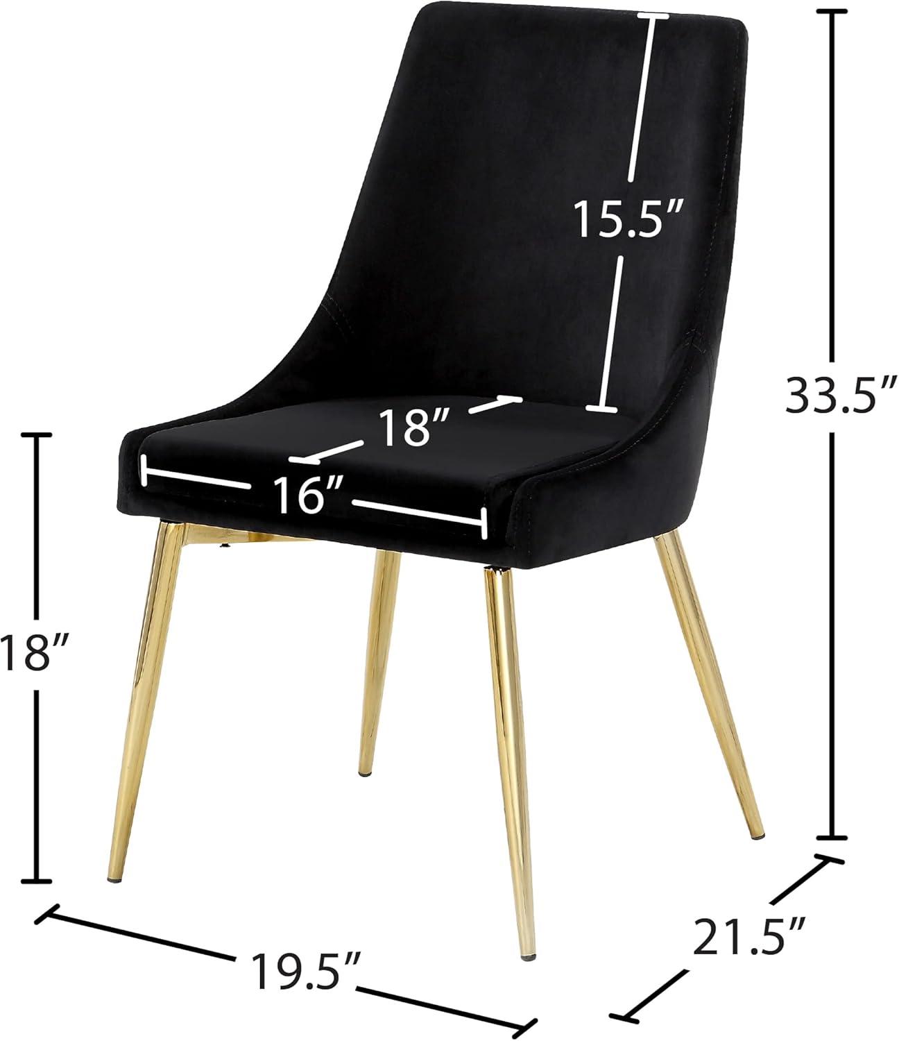 Karina Black Velvet Dining Chair, Set of 2-Color:Black Velvet,Finish:Gold,Style:Contemporary