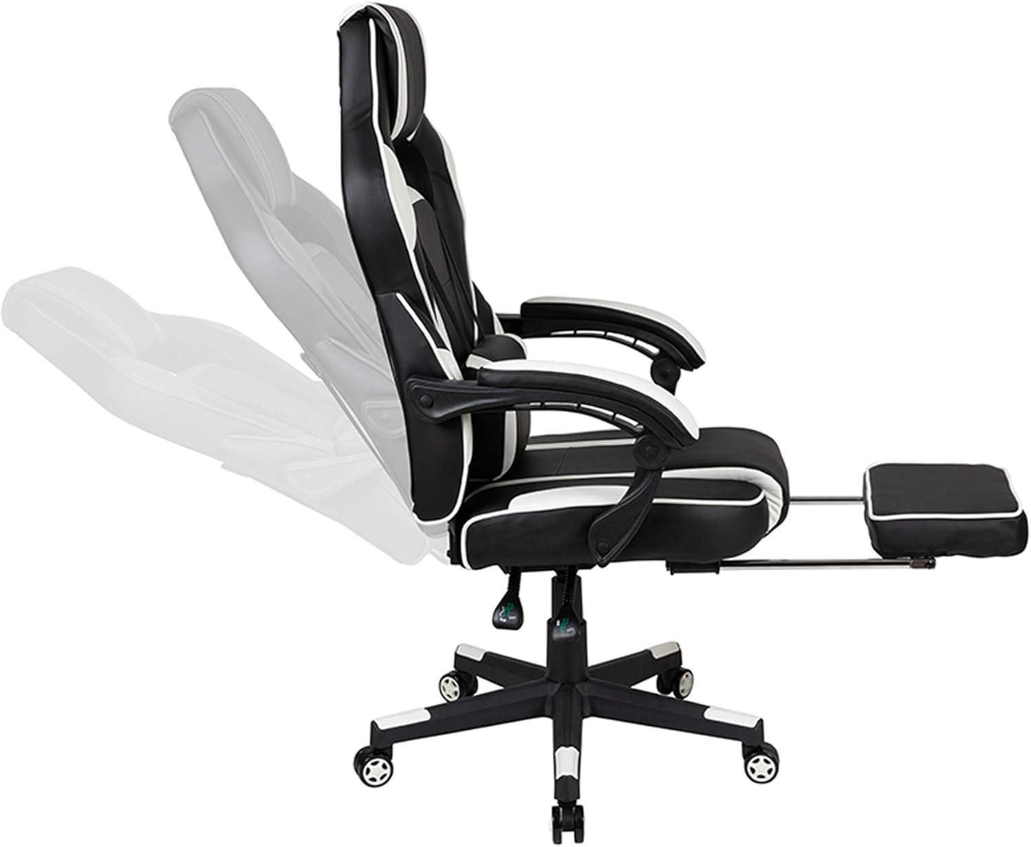 Flash Furniture X40 Gaming Chair Racing Ergonomic Computer Chair with Fully Reclining Back/Arms, Slide-Out Footrest, Massaging Lumbar