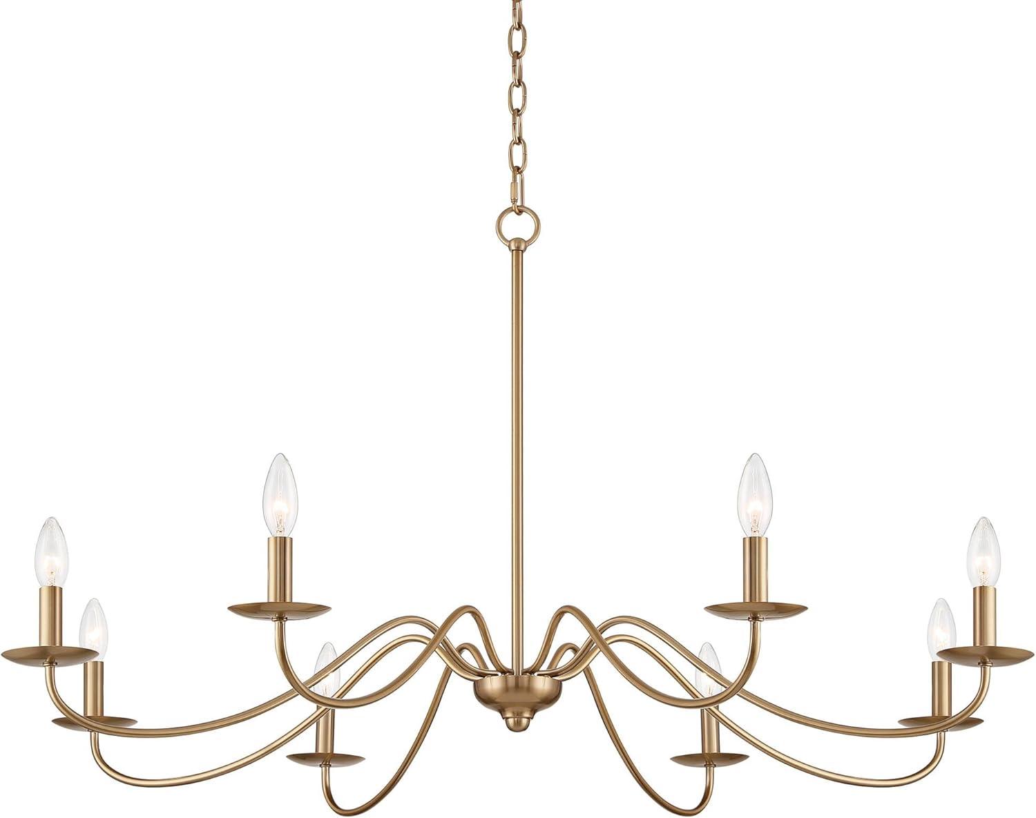 Franklin Iron Works Soft Gold Chandelier 42" Wide Farmhouse Rustic Bent Arms 8-Light Fixture for Dining Room Living House Home Foyer Kitchen Island