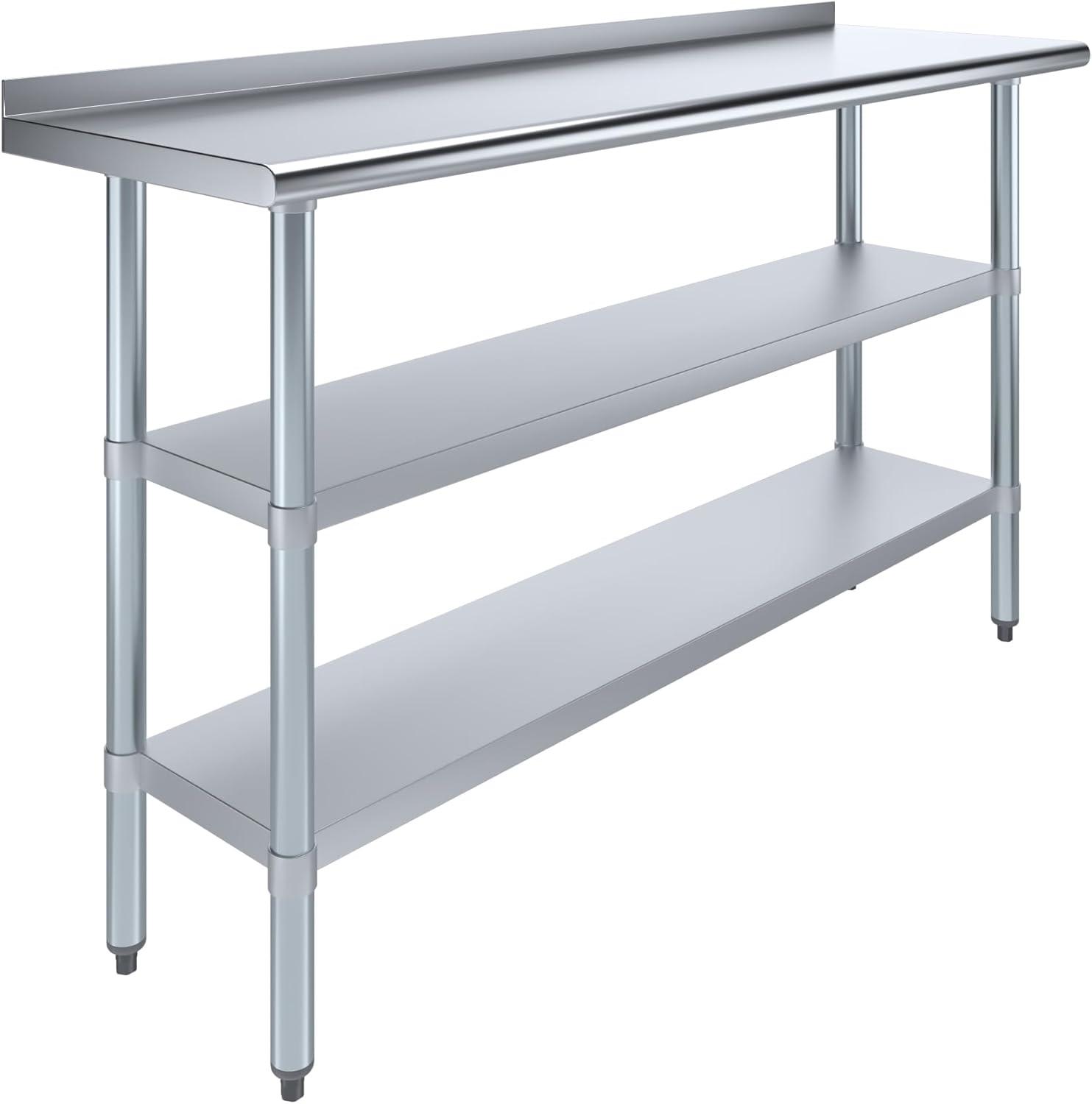 Amgood Stainless Steel Work Table with Undershelf. Metal Prep Table. NSF - Certified