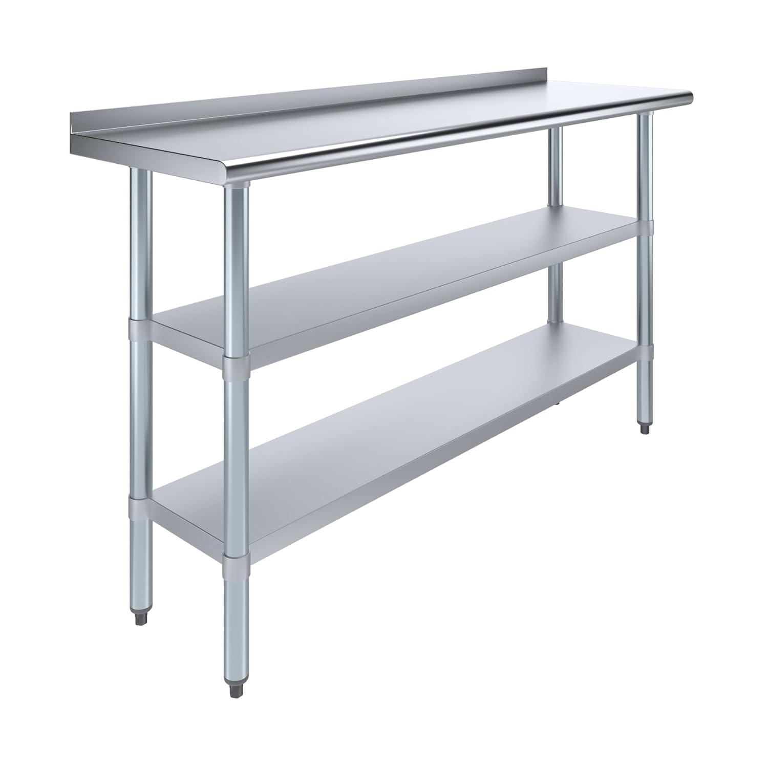 Amgood Stainless Steel Work Table with Undershelf. Metal Prep Table. NSF - Certified