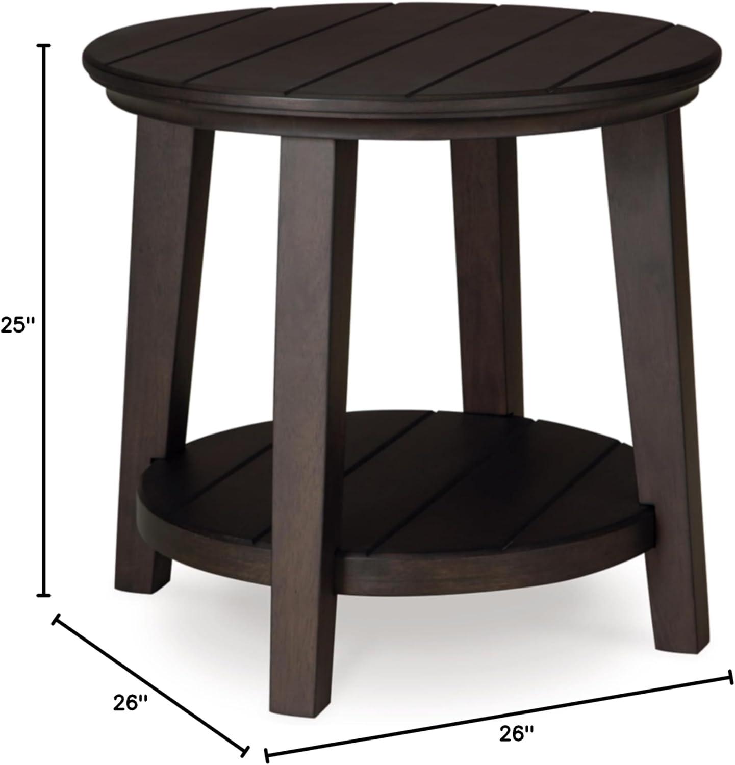 Signature Design by Ashley Celamar Modern Farmhouse End Table with Lower Shelf, Dark Brown