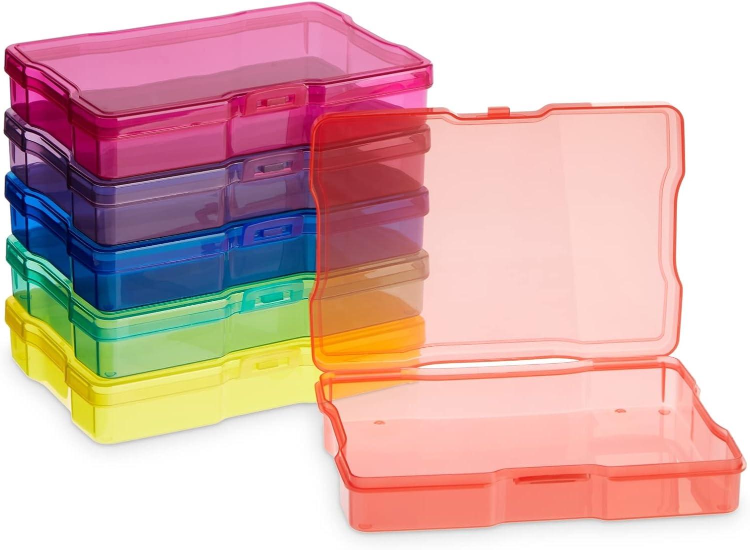 Paper Junkie 4 x 6 Inch Photo Storage Box with 6 Inner Cases, Plastic Box for Stickers, Crafts, Seeds, Craft Organizers and Storage (7 Pieces)