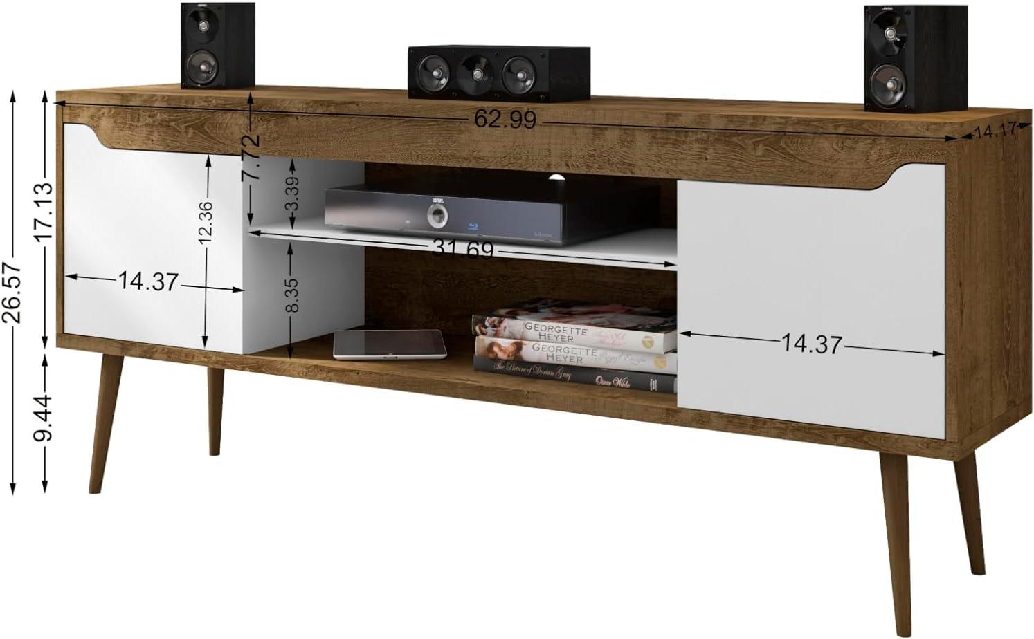 Bradley TV Stand for TVs up to 60" Black - Manhattan Comfort: Modern Entertainment Center with Open Shelves
