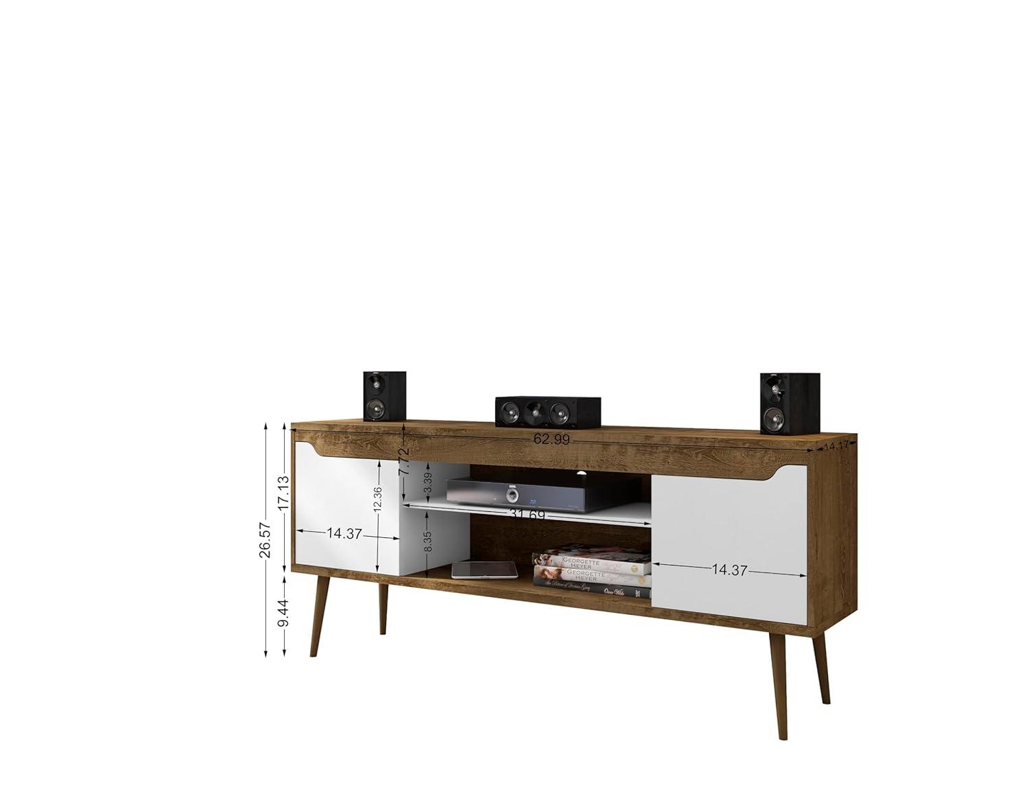 Bradley TV Stand for TVs up to 60" Black - Manhattan Comfort: Modern Entertainment Center with Open Shelves