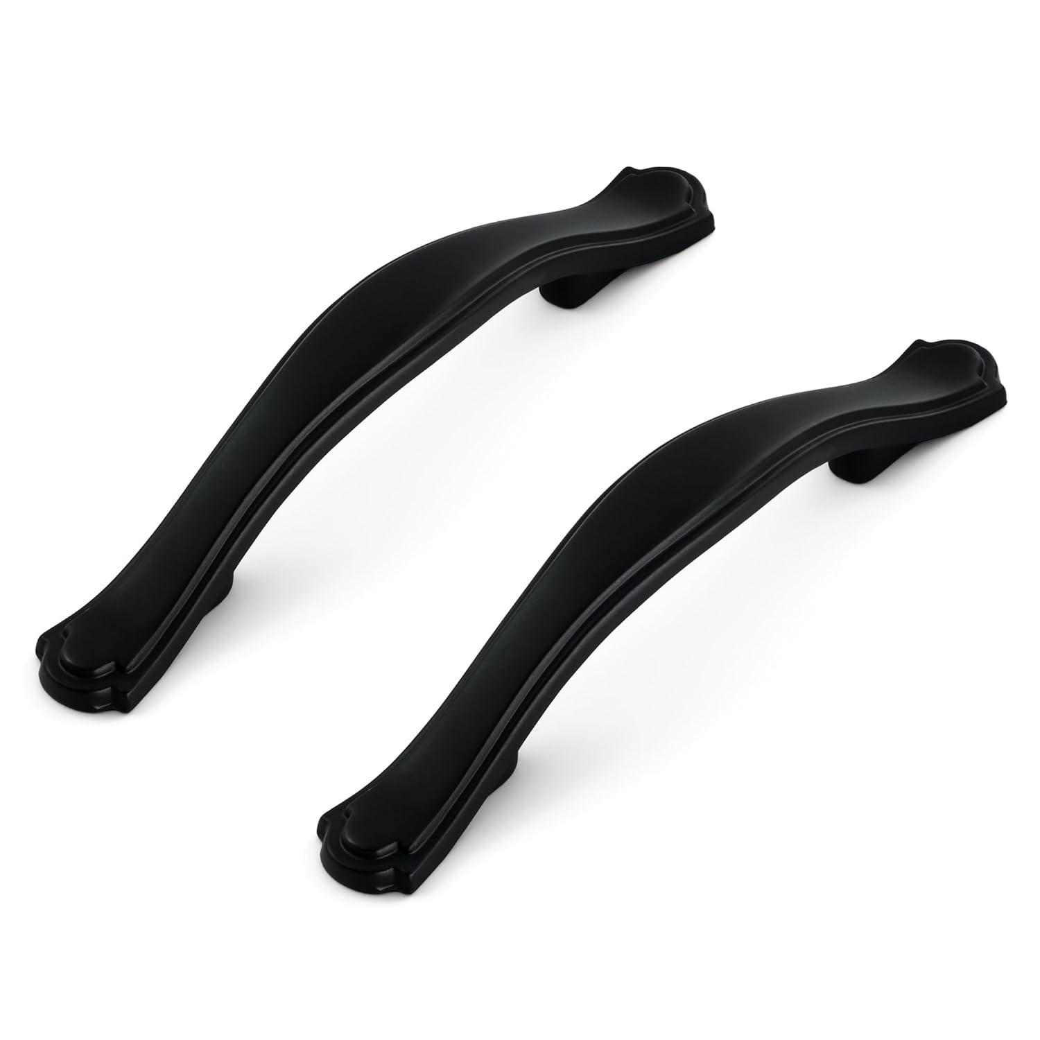 Black Zinc Traditional Arched Cabinet Pulls with Mounting Hardware