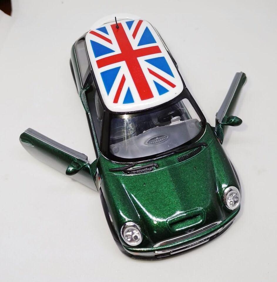 KiNSMART Mini Cooper S 5inch 1:28 Scale Die Cast Metal Model Toy Cars Green with British Flag