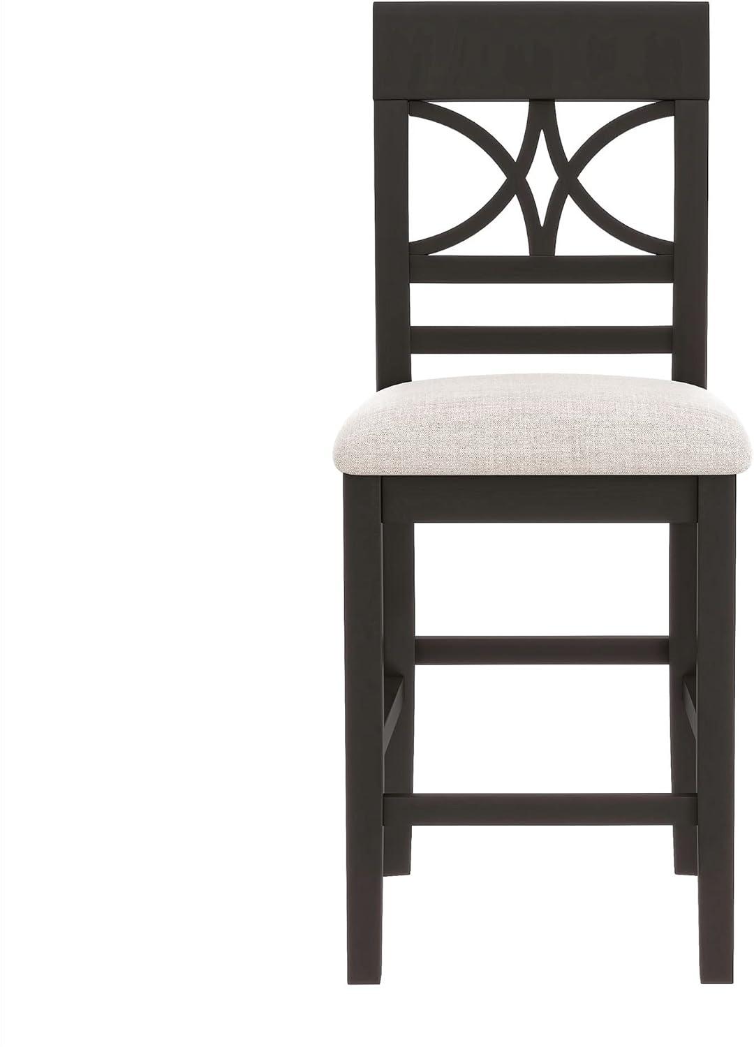 Espresso 6-Piece Counter Height Dining Set with Beige Cushions