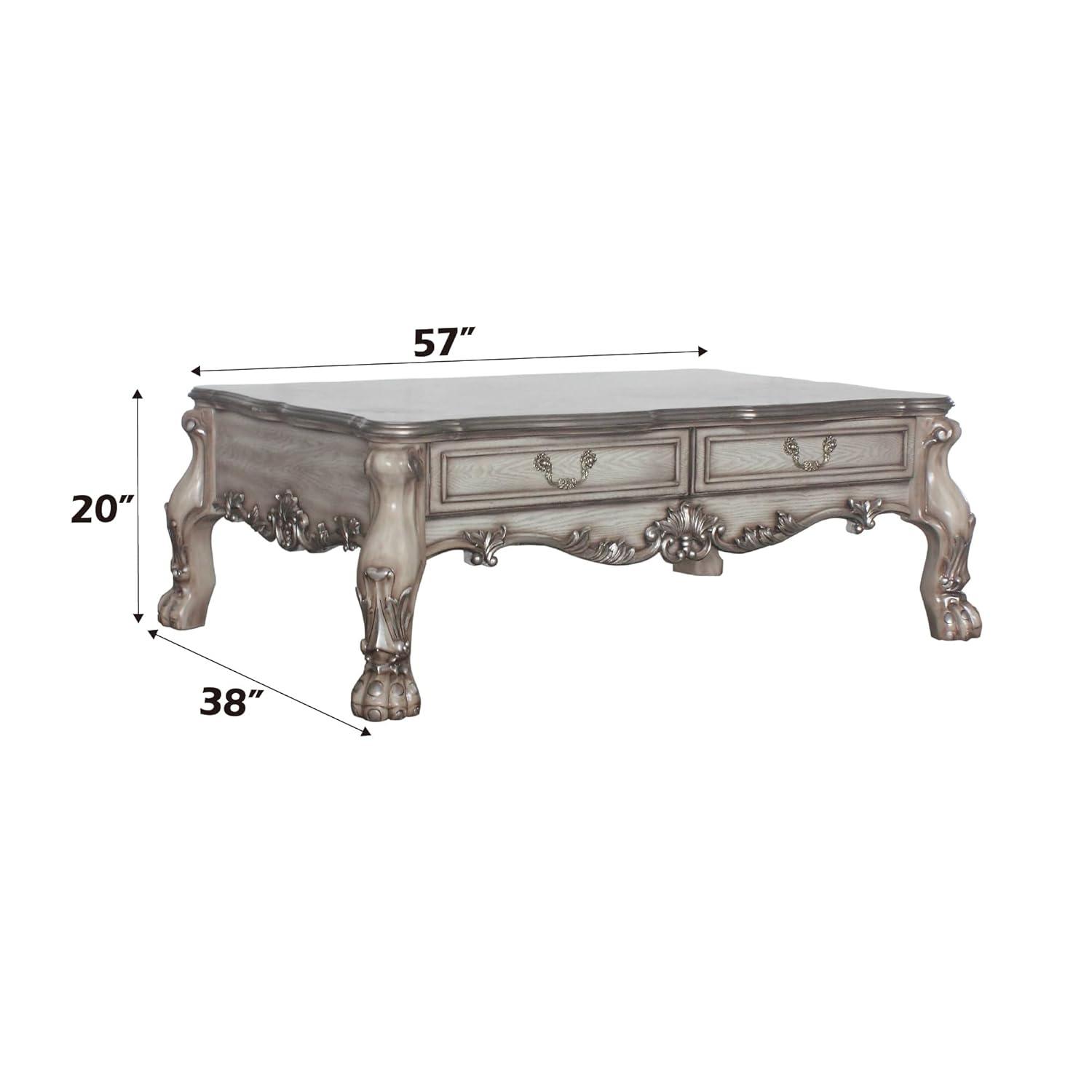 57" Dresden Coffee Table Vintage Bone White - Acme Furniture