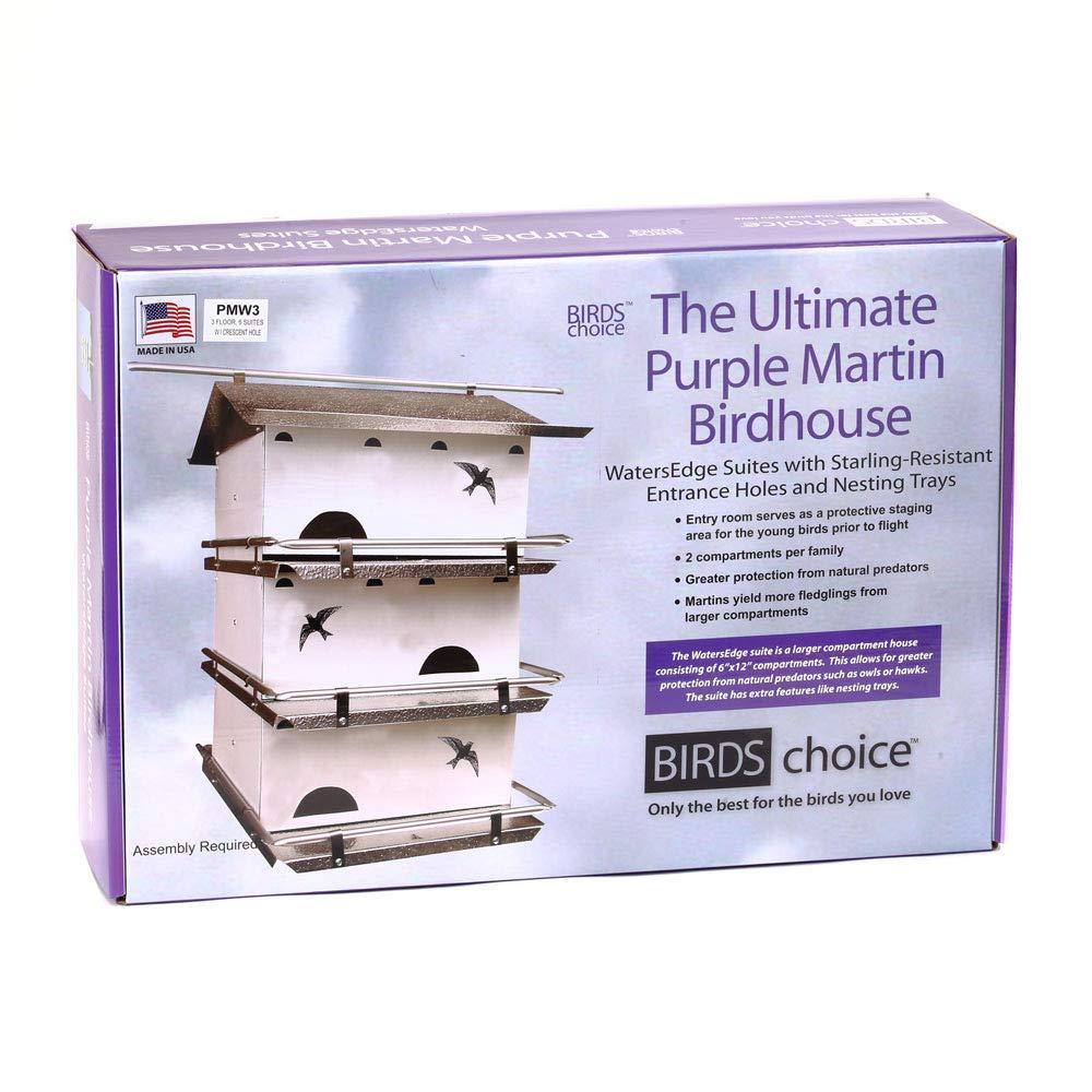 Birds Choice 20" Silver Purple Martin House Watersedge Suites: Aluminum, Weather-Resistant, Pole Mount