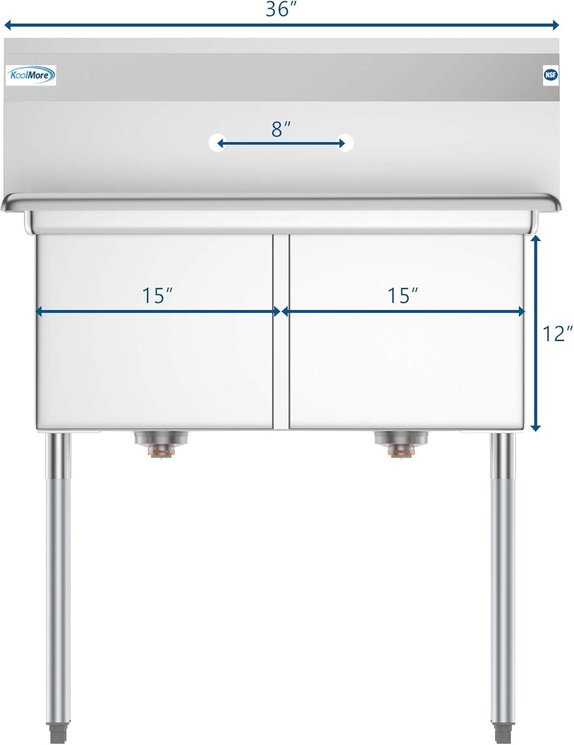 15" x 15" Stainless Steel Double Compartment Utility Sink