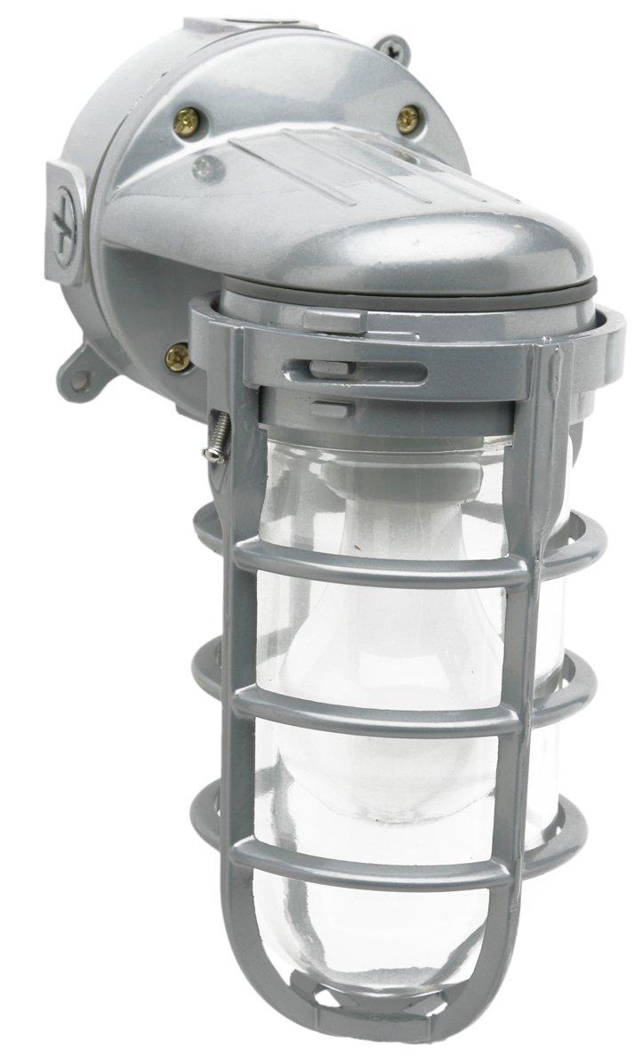 Woods L1707SV Traditional 150W Incandescent Weather Industrial Light, Wall Mount, Silver