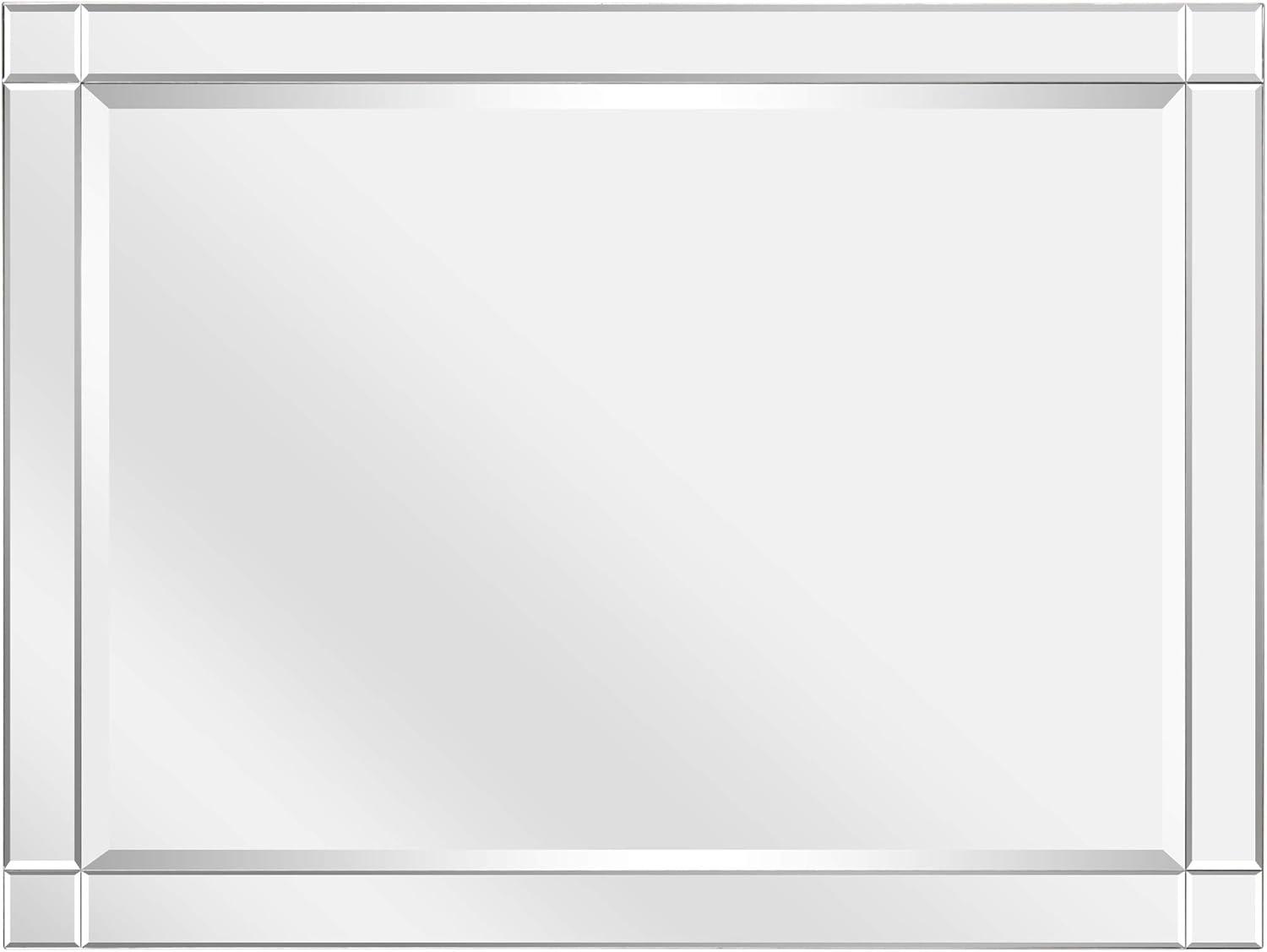 Empire Art Direct Moderno Squared Corner Beveled Rectangle Wall Mirror, Solid Wood Frame, 1"-Beveled Center Mirror, Ready to Hang - Clear 30 in. x 40