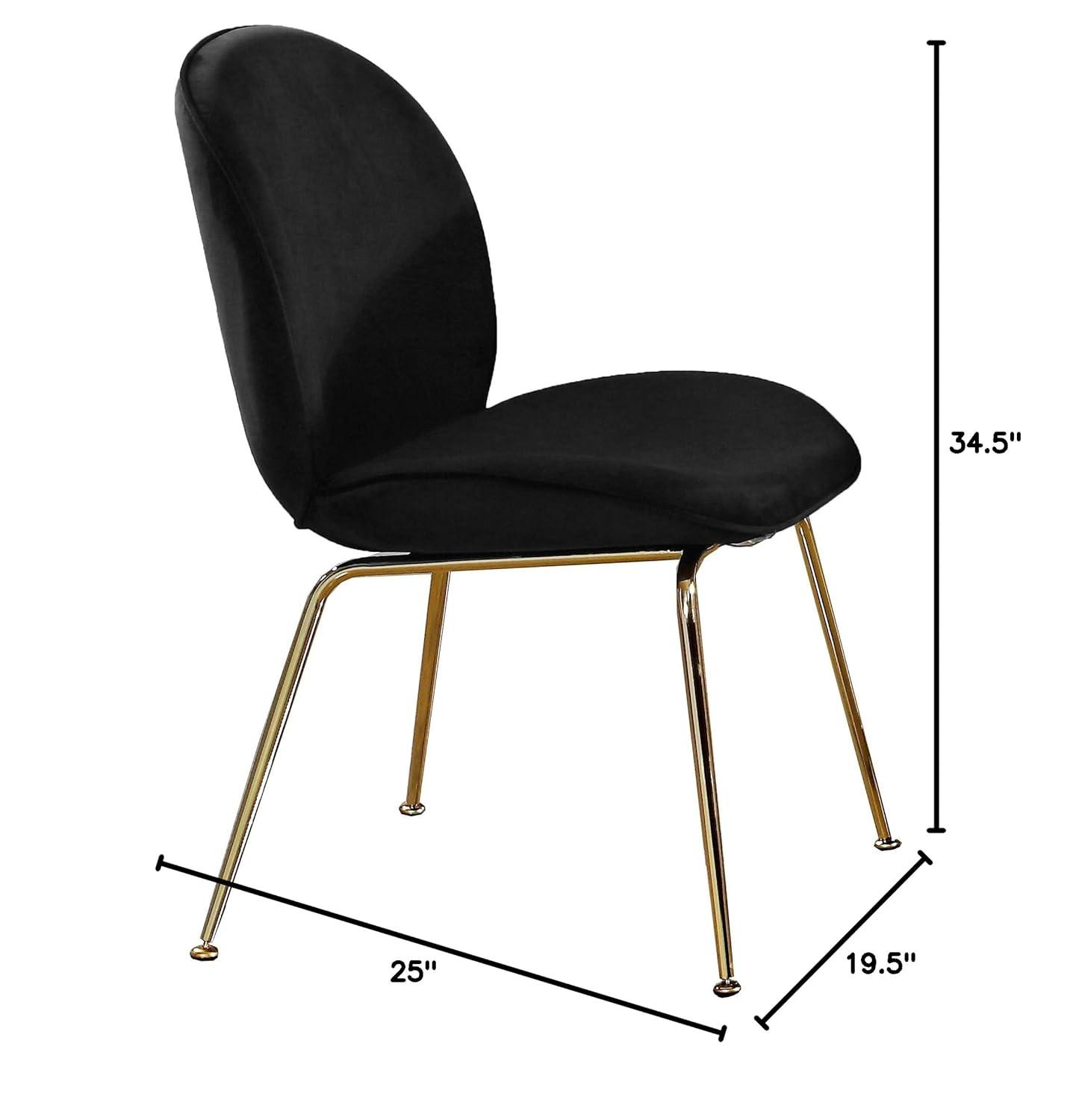 Homestock Mediterranean Magic Black Velvet Dining Chair, Set of 2